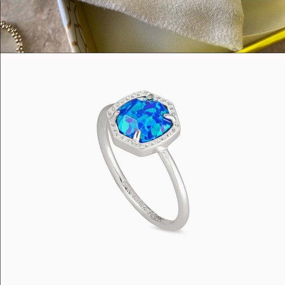 Davie Silver Band Ring In Royal Blue Kyocera Opal - Picture 7 of 9